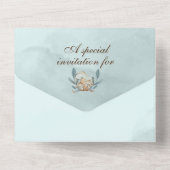 Autumn Blue Pumpkin en Ginkgo Wedding All In One Uitnodiging (Achterkant)