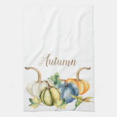 Autumn Blue White Green Sinaasappel Pumpkin Waterv Theedoek (Verticaal)