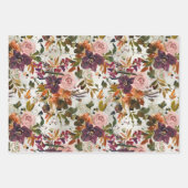 Autumn Blush Rozen Burgundy & Copper Floral Inpakpapier Vel (Voorkant 3)