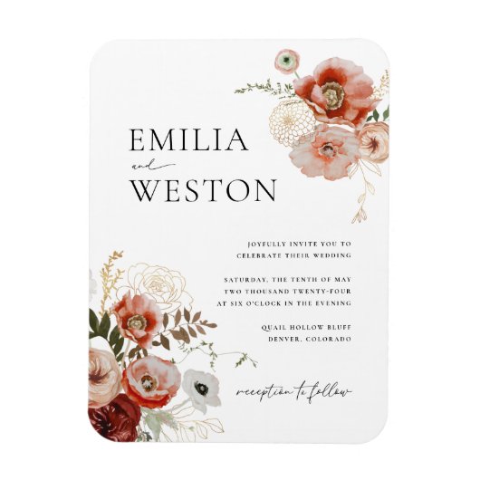 Autumn Bohemian Fall Wedding Invitation Magnet Magneet (Verticaal)