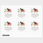 Autumn Boho Blooms Retouradreslabel Vierkante Sticker (Vel)