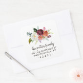 Autumn Boho Blooms Retouradreslabel Vierkante Sticker (Envelop)