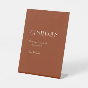 Autumn Boho Deco   Rust Gentlemen Bathroom Reclamebord Met Voetstuk