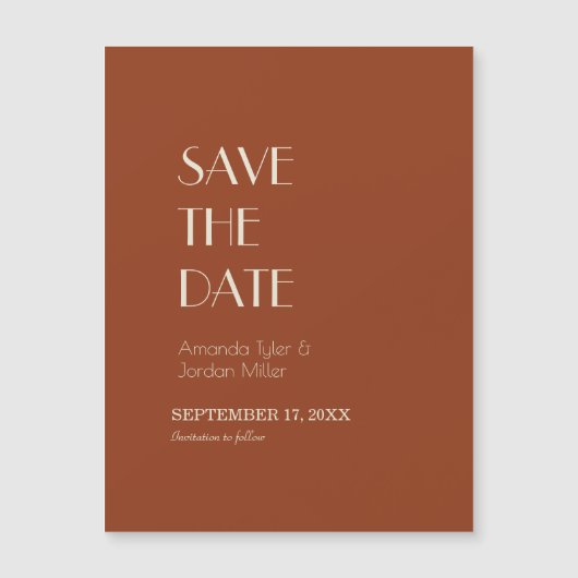 Autumn Boho Deco | Rust Save the Date Magnet Magnetische Uitnodiging (Voorkant)