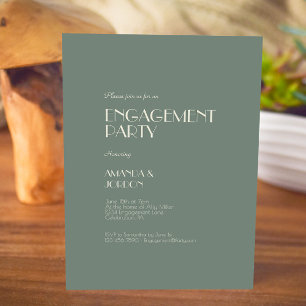 Autumn Boho Deco   Sage Green Engagement Party Kaart