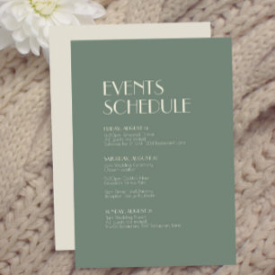 Autumn Boho Deco   Sage Green Wedding Schedule Informatiekaartje