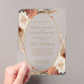 Autumn Boho Floral Oval Border Wedding | Acryl Uitnodigingen (Insitu (Draagbaar))