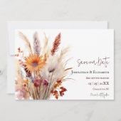 Autumn Boho Floral | Wit De datum opslaan Save The Date (Voorkant)