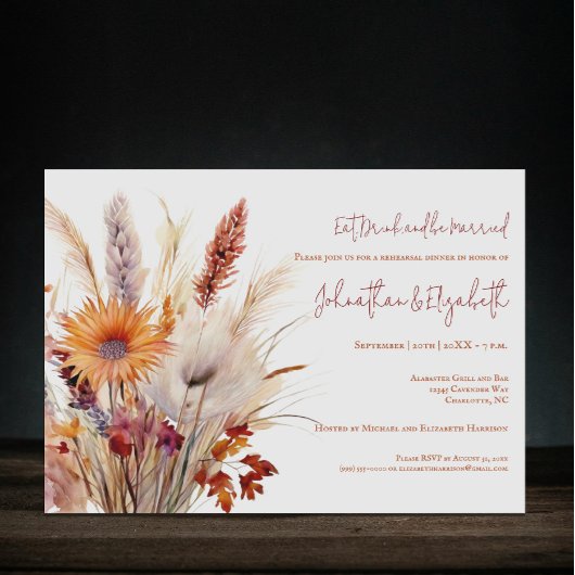 Autumn Boho Floral | Witte repetitie diner Kaart