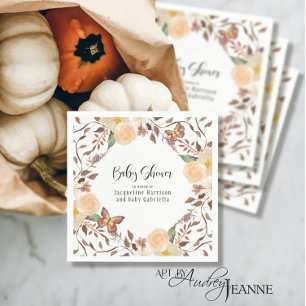 Autumn BOHO Herfst Bloemen Vlinder Baby shower Servet