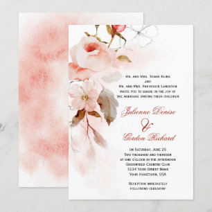 Autumn Boho Marsala Burgudy Blush Floral Wedding Kaart