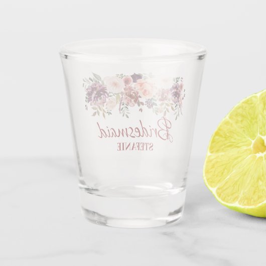 Autumn Boho rustieke Waterverf Bloemen Bruidsmeisj Shot Glas (Achterkant)