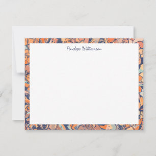 Autumn Botanical Earthy Neutrals Blue Personalized Notitiekaartje