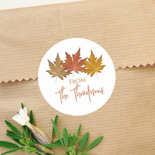 Autumn Botanical Leaves Herfst Foliage Elegant Ronde Sticker