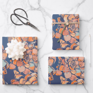 Autumn Botanicals in de "Earthy Neutrals" en "Navy Inpakpapier Vel