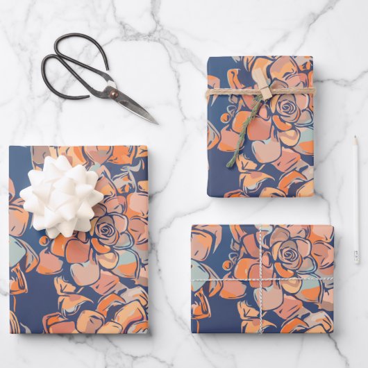Autumn Botanicals in de "Earthy Neutrals" en "Navy Inpakpapier Vel (Voorkant)