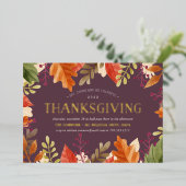 Autumn Bounty | Thanksgiving diner Folie Uitnodiging (Staand Voorkant)
