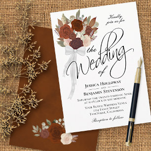 Autumn Bouquet Elegant Waterverf Rozen Wedding Kaart