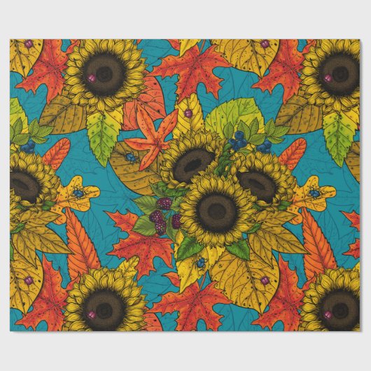 Autumn bouquet op blauw cadeaupapier (Vlak)