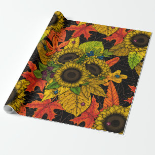 Autumn bouquet op zwart cadeaupapier