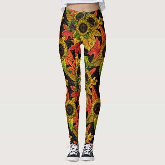 Autumn bouquet op zwart leggings (Voorkant)