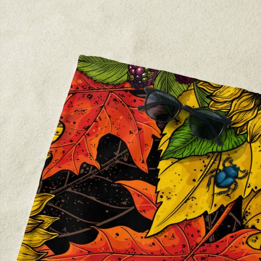 Autumn bouquet op zwart strandlaken (In situ)