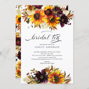 Autumn Bouquet Sunflower Bridal Tea Kaart