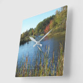 Autumn Bridge Vierkante Klok (Hoek)