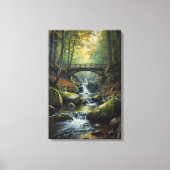 Autumn Bridge Waterfall Canvas Print (Voorkant)