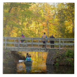 Autumn Bridge Waterscape Ceramic Tegel Tegeltje
