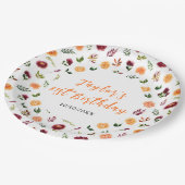 Autumn Burgundy and Orange Floral Birthday Papieren Bordje (Gekanteld)