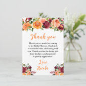 Autumn Burgundy and Orange Floral Bridal Shower Bedankkaart (Staand voorkant)