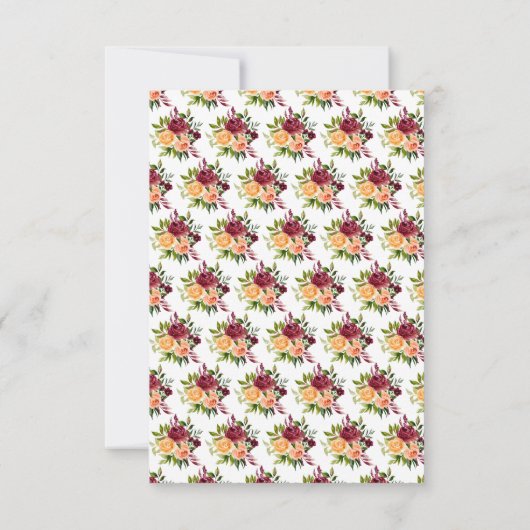 Autumn Burgundy and Orange Flowers RSVP Kaartje (Achterkant)