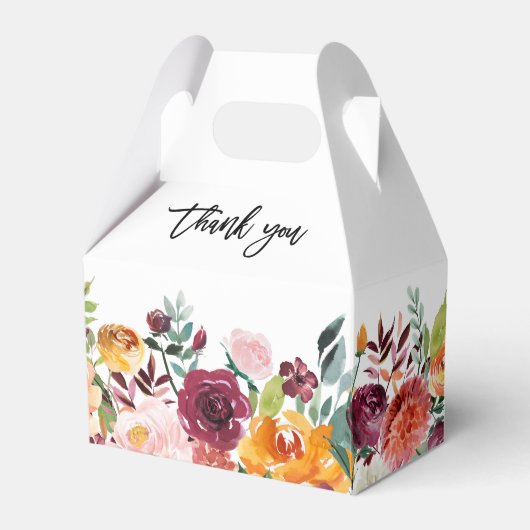 Autumn Burgundy Blush Floral Blossom Bridal Lunch Bedankdoosjes (Voorkant Zijde)