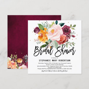 Autumn Burgundy Blush Floral Blossom Vrijgezellenf Kaart