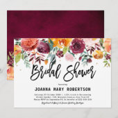 Autumn Burgundy Blush Floral Blossom Vrijgezellenf Kaart (Voorkant / Achterkant)