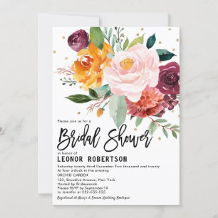 Autumn Burgundy Blush Floral Blossom Vrijgezellenf Kaart