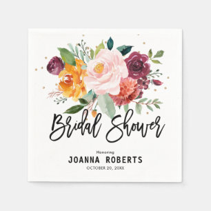 Autumn Burgundy Blush Floral Blossom Vrijgezellenf Servet