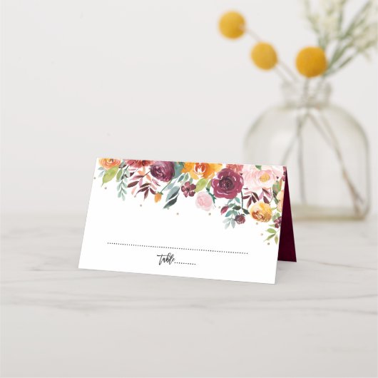 Autumn Burgundy Blush Floral Blossom Wedding (Voorkant)