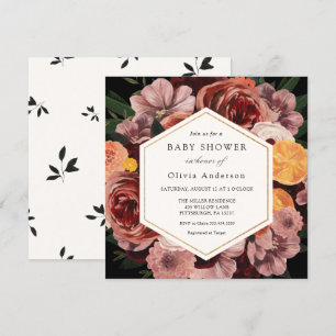 Autumn Burgundy Floral Baby shower Uitnodiging