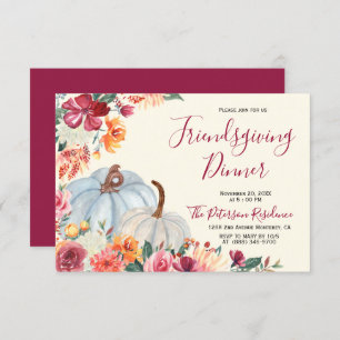 Autumn Burgundy Floral Friendsgiving Kaart