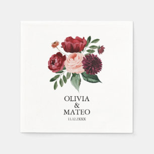 Autumn Burgundy Flower Wedding Servet