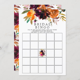Autumn Burgundy & Oranje Floral Bingo Game Kaart