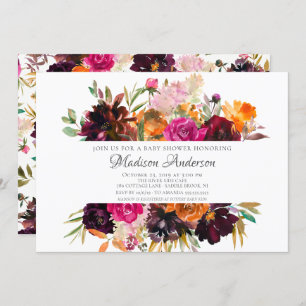 Autumn Burgundy & Oranje Floral Vrijgezellenfeest Kaart