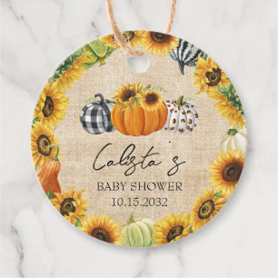 Autumn Burlap Pumpkin en Sunflower Baby shower Bedankjes Labels