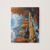 Autumn Cabin Bears River Mountain Landscape Legpuzzel (Verticaal)
