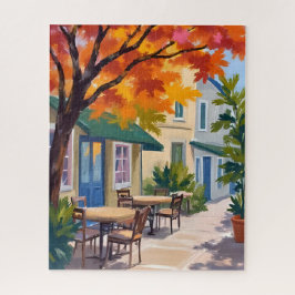 Autumn Cafe Watercolor Fall Foliage Legpuzzel