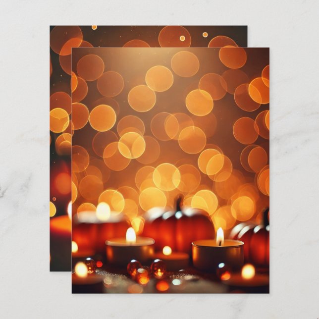 Autumn Candle Lit Pumpkins Bokeh Scrapbook Paper (Voorkant / Achterkant)