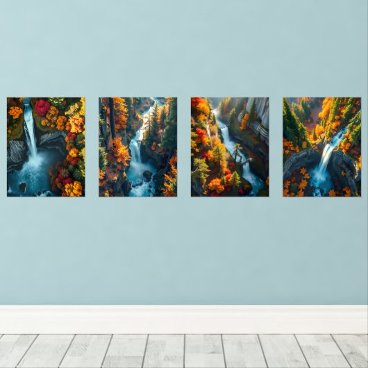 Autumn Canyon Waterfall – Vibrant Fall Forest Land (Parquet)