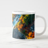 Autumn Canyon Waterfall – Vibrant Fall Forest Land Extra Grote Beker (Rechts)
